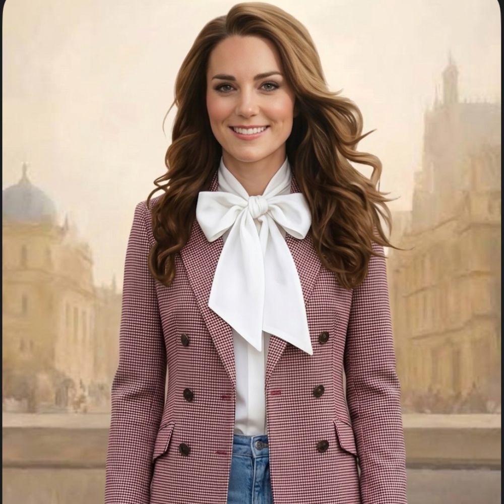 COURT & ROWE BLAZER TARTAN PLAID HOUNDSTOOTH COAT SZ 4 NEW KATE MIDDLETON PREPPY